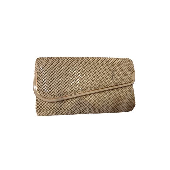 Vintage Handbags - Vintage Gold Aluminum Mesh Evening Clutch, 1970s Disco Beaded Bag with Chain,